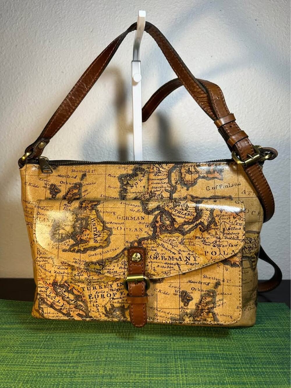 Patricia Nash Avellino Leather Crossbody Bag – European Map Print